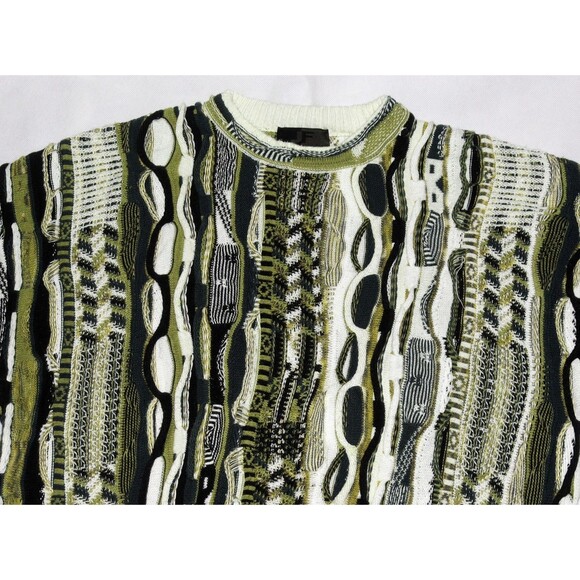 Vtg J Ferrar Textured Sweater Mens Large 3D Raised 90's Coogi Style Biggie Cosby - Picture 2 of 6